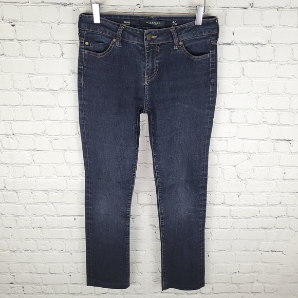 LIVERPOOL | embroidered pockets dark wash straight leg jeans - Picture 5 of 11